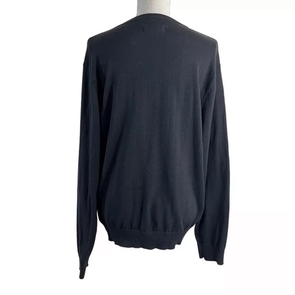 Structure Argyle Sweater Top Large 100% Cotton V Neck Golf Gray White Pullover - Picture 4 of 6